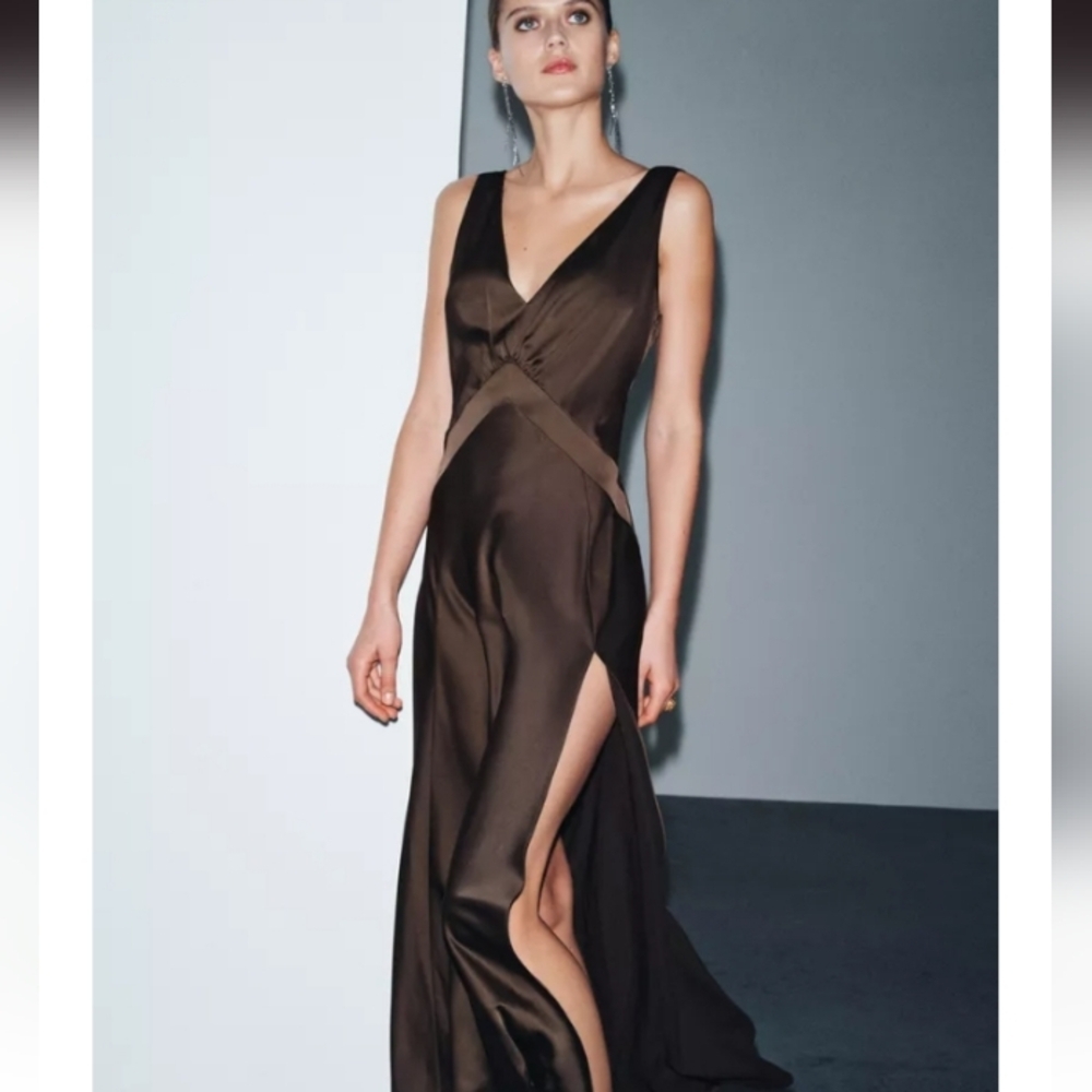 Zara ZW Collection Limited Edition Satin Effect Long Dress - Picture 3 of 5